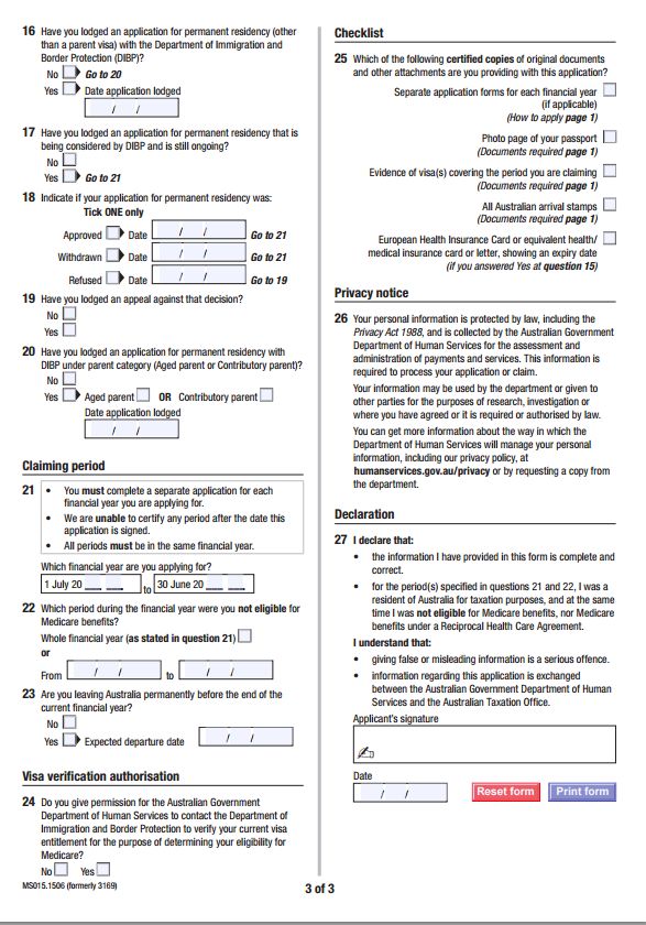 Medicare exemption form page 2
